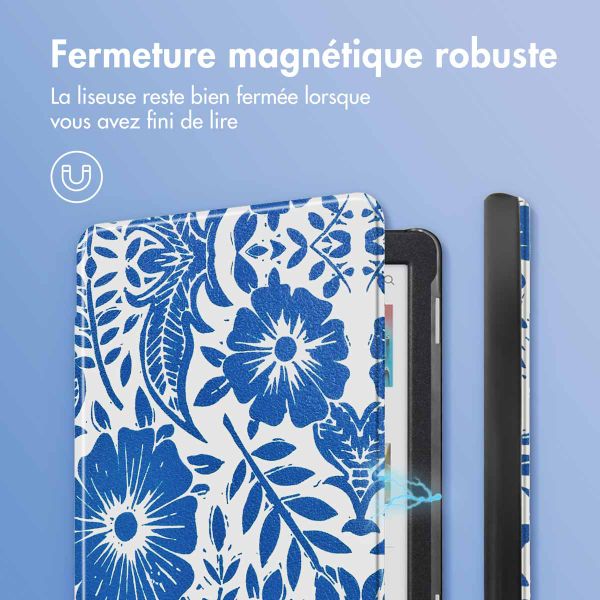 imoshion Design Slim Hard Case Sleepcover Kobo Clara Colour / BW - Flower Tile