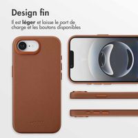 Accezz Coque arrière en cuir avec MagSafe Apple iPhone 17e / 16e - Sienna Brown