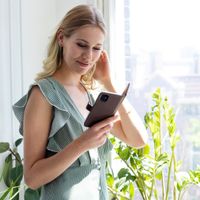 Selencia Étui portefeuille en cuir véritable Samsung Galaxy S10 - Marron