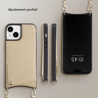 Selencia Coque de télephone Nova avec cordon et porte-cartes Apple iPhone 15 - Beige