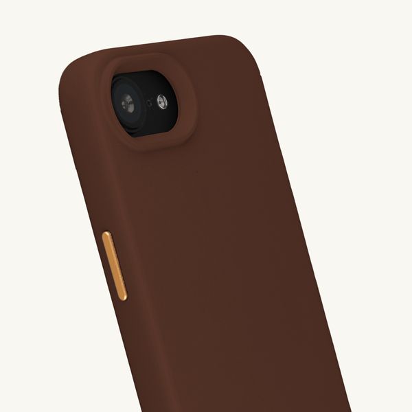 Selencia Coque arrière Rivièra avec MagSafe avec crochets amovibles Apple iPhone 17e / 16e - Choco Brown