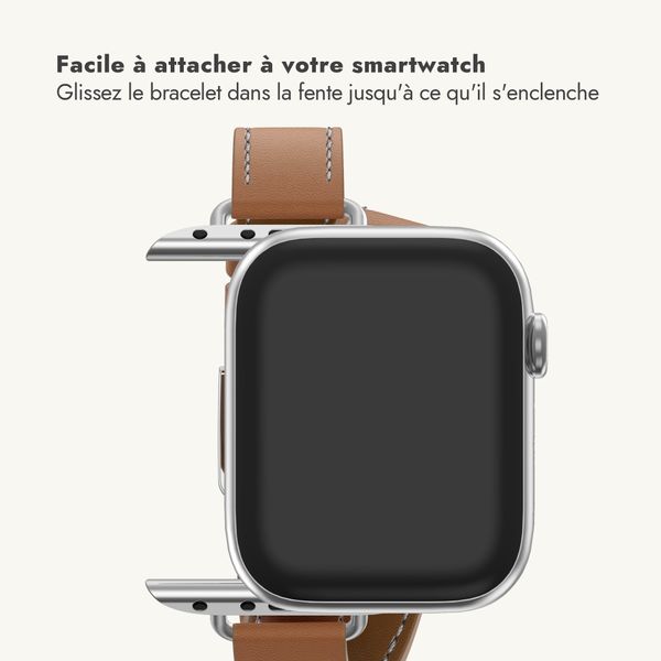 Selencia Bracelet Élan Double strap Apple Watch | 38/40/41/42 mm - Marron clair