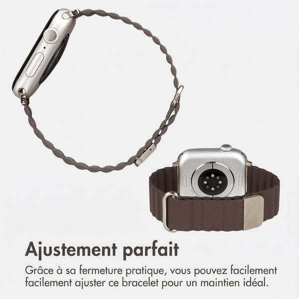 imoshion Bracelet magnétique en cuir synthétique Apple Watch | 44/45/46/49 mm - Marron foncé