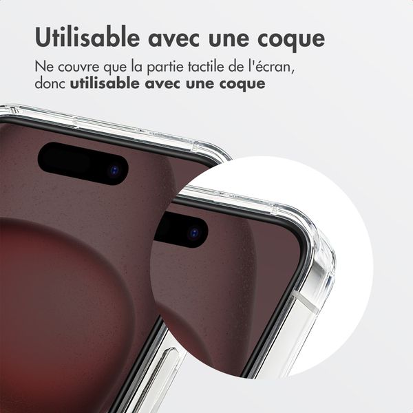 Accezz Protection d'écran en verre trempé avec filtre de confidentialité + Applicateur Apple iPhone 16 / 15
