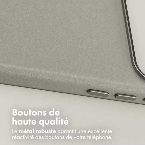 Accezz Coque arrière en cuir avec MagSafe Apple iPhone 18 Pro / 17 Pro - Light Grey