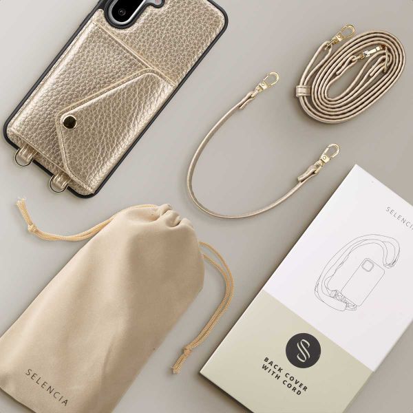 Selencia Coque de télephone Sera avec cordon et porte-cartes enveloppe Samsung Galaxy A36 / A56 - Champagne