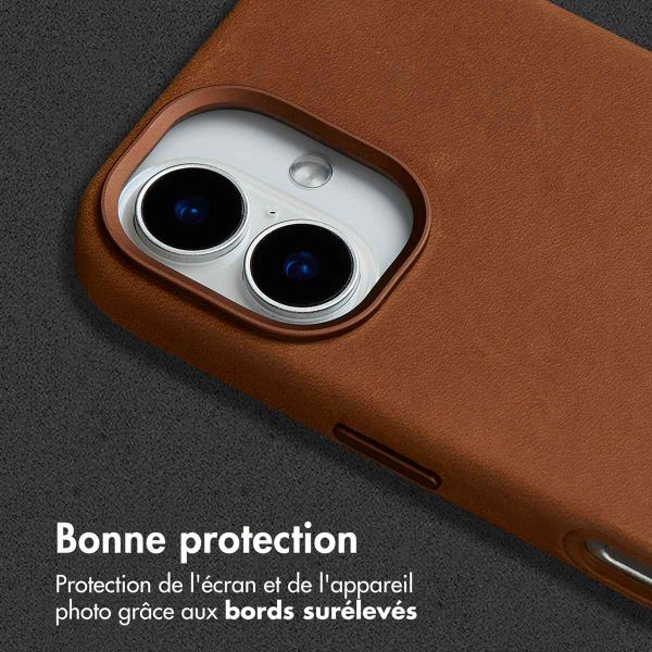 Accezz Coque MagSafe en cuir vintage Apple iPhone 16 - Tabacco Cognac
