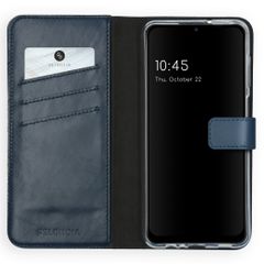 Selencia Étui portefeuille en cuir véritable Samsung Galaxy A12 - Bleu