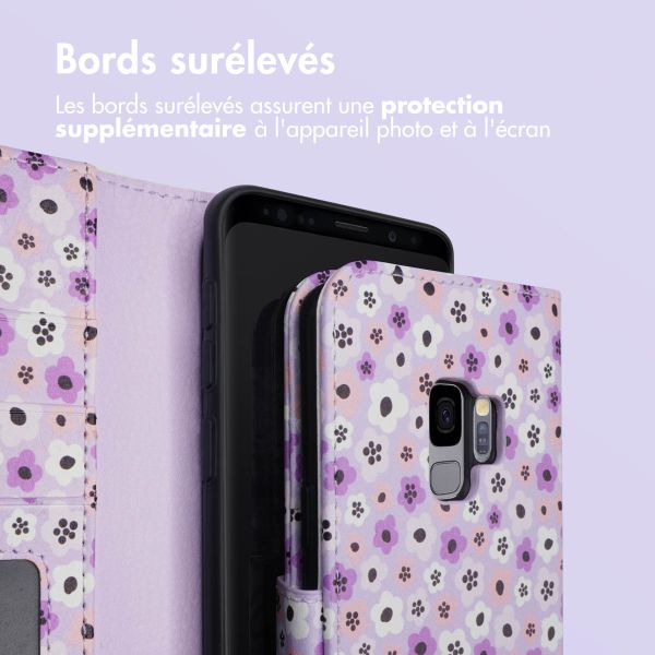 imoshion Étui de télephone portefeuille Design Samsung Galaxy S9 - Purple Flowers