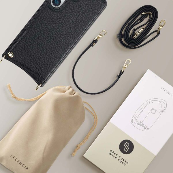 Selencia Coque de télephone Nova avec cordon et porte-cartes Samsung Galaxy S25 - Noir