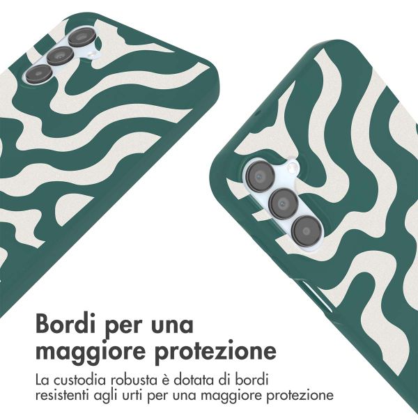 imoshion Coque design en silicone avec cordon Samsung Galaxy A15 (5G/4G) - Petrol Green Groovy