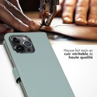 Selencia Étui portefeuille en cuir véritable Apple iPhone 15 Pro Max - Air Blue