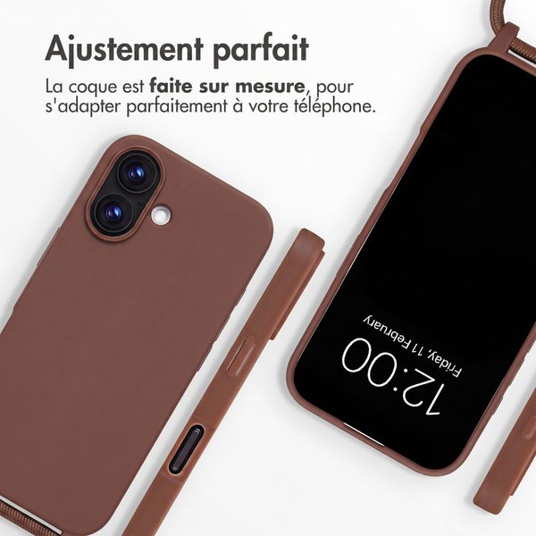 imoshion Coque en silicone avec cordon Apple iPhone 16 - Marron