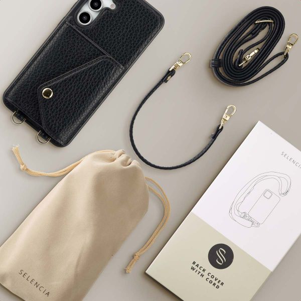Selencia Coque de télephone Sera avec cordon et porte-cartes enveloppe Samsung Galaxy S24 FE - Noir