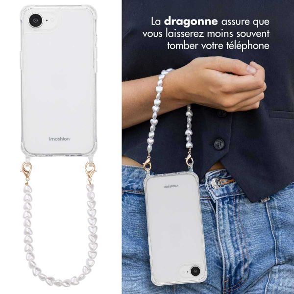 imoshion Coque avec dragonne + bracelet Apple iPhone 17e / 16e - Perles Cœurs