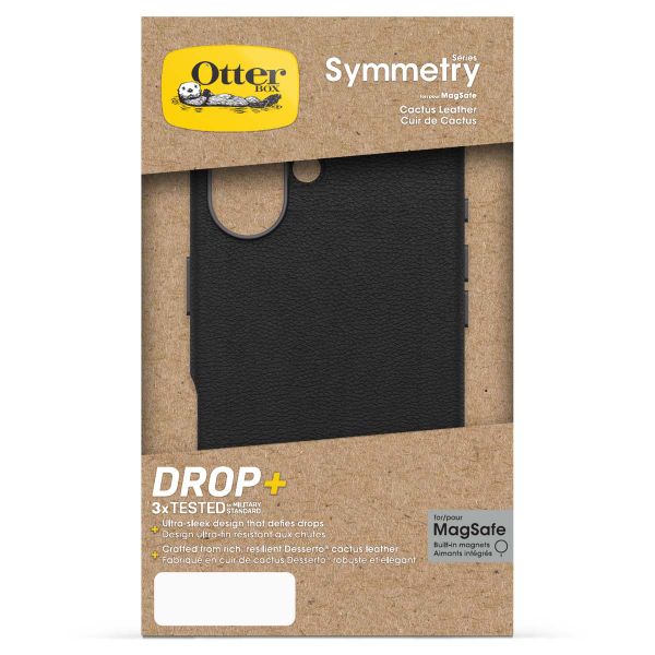 OtterBox Coque en cuir de cactus Symmetry MagSafe Apple iPhone 16 - Noir Ash