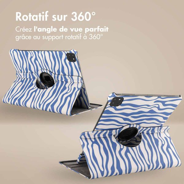 imoshion Coque tablette Design rotatif à 360° Apple iPad Air 13 pouces (2026) M4 / (2025) M3 / (2024) M2 - White Blue Stripes