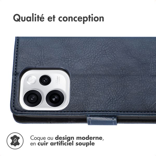 imoshion Étui de télephone portefeuille de luxe Oppo Reno15 F (5G) - Bleu foncé
