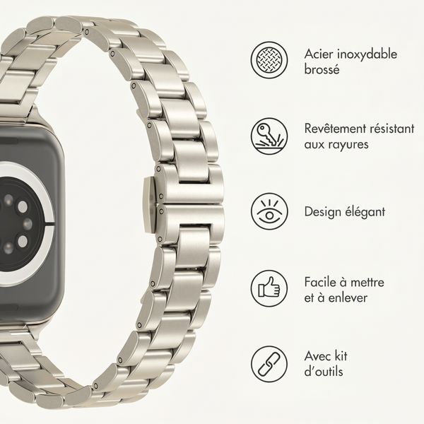 Selencia Bracelet à maillons fin en acier Apple Watch | 38/40/41/42 mm - Lumière stellaire