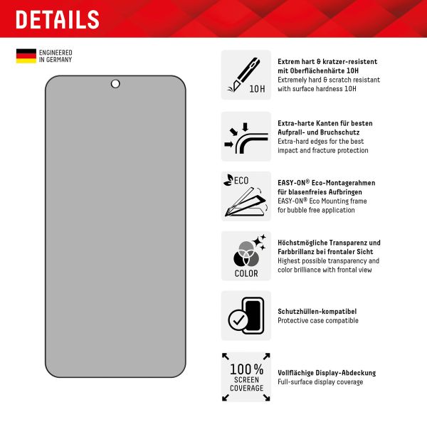 Displex Protection d'écran en verre trempé Privacy Samsung Galaxy S24 Plus / S25 Plus
