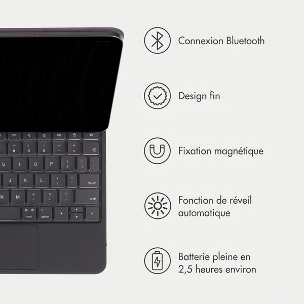 Accezz Clavier Bluetooth magnétique Apple iPad Air 13 pouces (2026) M4 / (2025) M3 / (2024) M2 / iPad Pro 12.9 (2018/2020/2021/2022) - QWERTY / NL - Noir