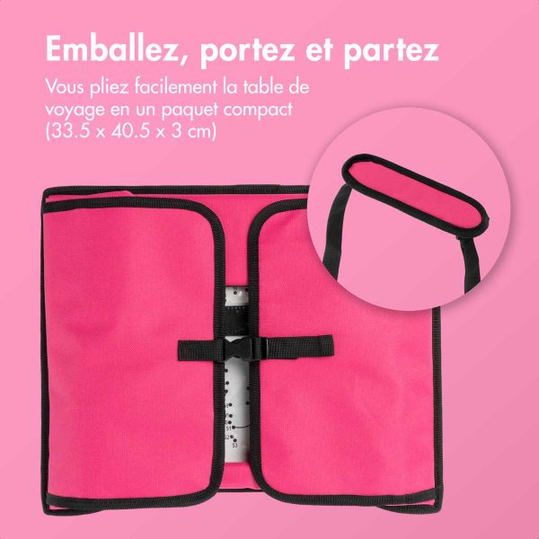 imoshion Table de voyage - Support de tablette voiture - 7 compartiments de rangement - Inclus 2 coloriages - Rose