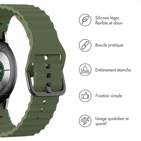 imoshion Bracelet Wave en silicone Samsung Galaxy Watch 4 / 5 / 6 / 7 / FE (20 mm) - Vert foncé