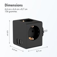 Accezz PowerCube | 6-en-1 - 1x USB-C + 2x USB-A + 3x prise - 4000 watts - Noir