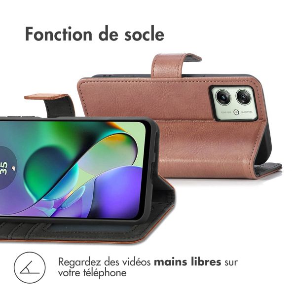 imoshion Étui de télephone portefeuille de luxe Motorola Moto G54 - Marron