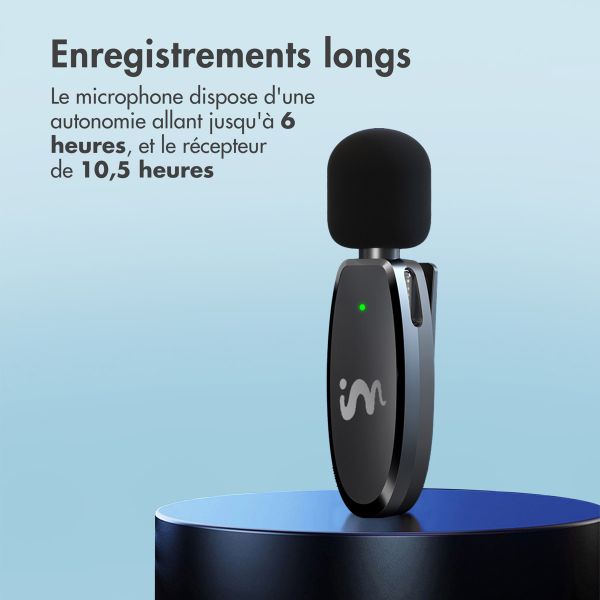 imoshion MultiMic Pack Duo Microphone avec Boîtier de Charge - Microphone à Cravate - Sans fil - 3,5 mm AUX / USB-C / Lightning