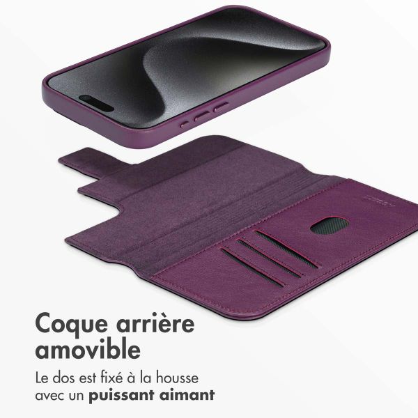 Accezz Étui de télephone portefeuille en cuir 2-en-1 avec MagSafe Apple iPhone 15 Pro Max - Heath Purple