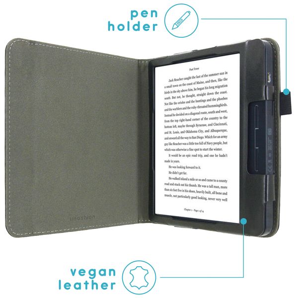 imoshion Étui de liseuse portefeuille en cuir végan Kobo Libra H2O - Noir