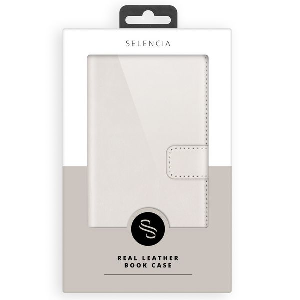 Selencia Étui portefeuille en cuir véritable Samsung Galaxy A72 - Greige