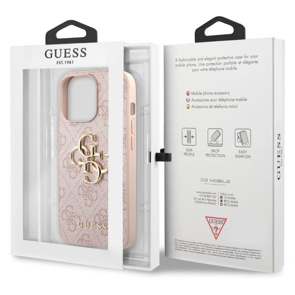 Guess Coque 4G Metal Logo Backcover Apple iPhone 13 - Rose & Or