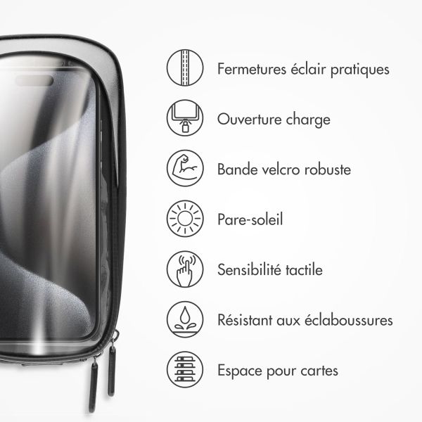 imoshion Support de téléphone pour vélo avec visière pare-soleil - Résistant aux éclaboussures - Universel - Noir