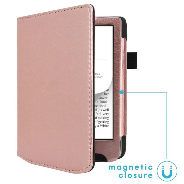 imoshion Étui de liseuse portefeuille en cuir végan Pocketbook Verse / Verse Pro / Verse Pro Color / Vivlio Light / Light HD - Rose Doré
