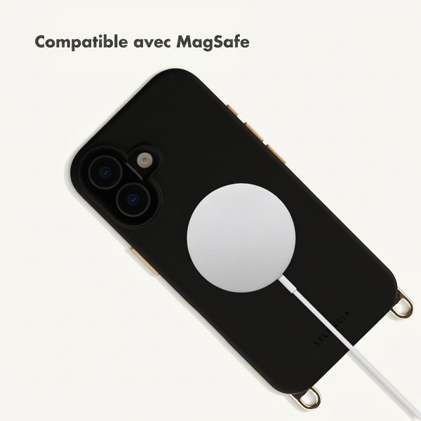 Selencia Coque arrière Rivièra avec MagSafe avec crochets amovibles Apple iPhone 16 - Velvet Black