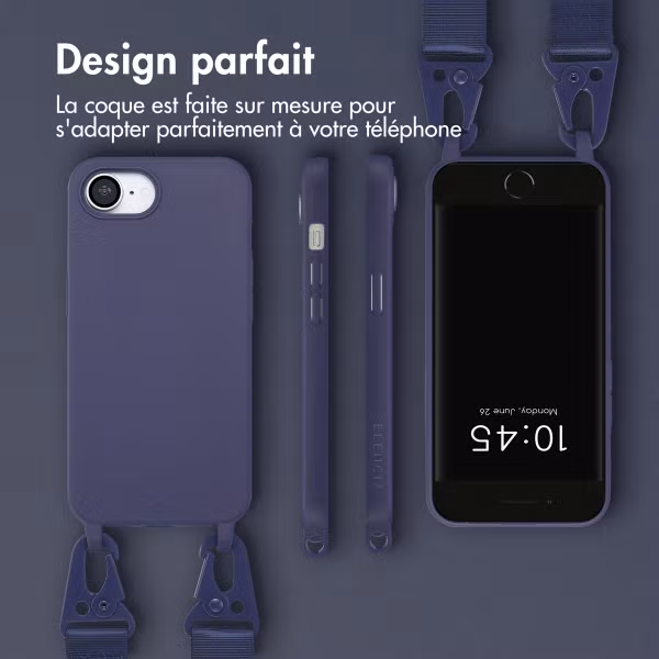 Selencia Coque silicone avec cordon amovible Apple iPhone 17e / 16e - Bleu foncé