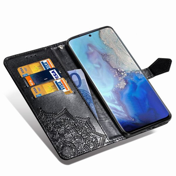 Etui de télephone portefeuille Mandala Samsung Galaxy S20 - Noir