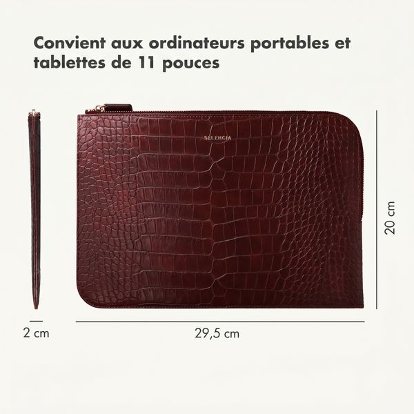 Selencia Pochette ordinateur Croco 11 pouces - Burgundy