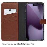 Selencia Étui portefeuille en cuir véritable Apple iPhone 17 Pro Max - Marron clair