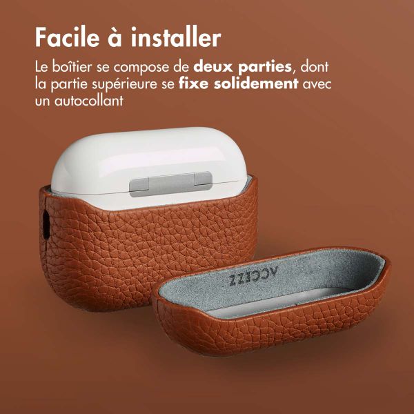 Accezz Coque en cuir véritable  Apple Airpods Pro 3 - Cognac