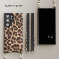 Selencia Coque de télephone Nova avec cordon et porte-cartes Samsung Galaxy S24 Ultra - Leopard