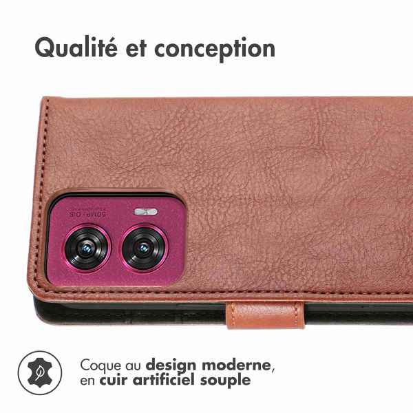 imoshion Étui de télephone portefeuille de luxe Motorola Edge 50 Fusion - Marron