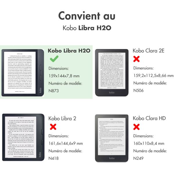 imoshion Étui de liseuse portefeuille avec strap et support Kobo Libra H2O - Noir