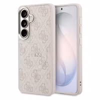 Guess Coque arrière en cuir 4G avec MagSafe Samsung Galaxy S26 - Gold Edge - Pink