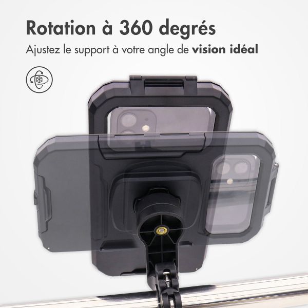 imoshion Support de téléphone premium pour vélo - Résistant aux éclaboussures - Rotation à 360° - Universel - Noir