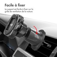 Accezz EasyLock Support de téléphone de voiture - Avec coque Apple iPhone 14 Pro - Grille de ventilation - Rotation à 360 degrés - Noir