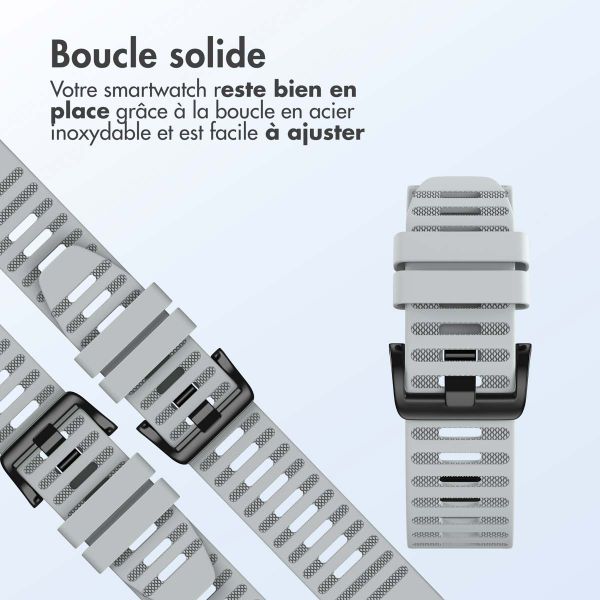 imoshion Bracelet QuickFit® Stripe en silicone  - Connexion Garmin 22 mm - Gris