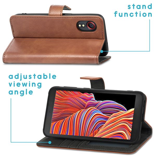imoshion Étui de télephone portefeuille de luxe Samsung Galaxy Xcover 5 - Marron